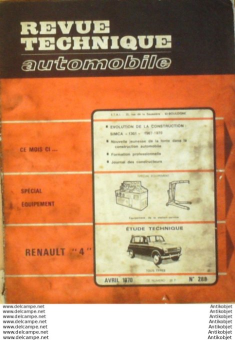 R.T Automobile Renault 4 Simca 1301 1967/1970   # 288