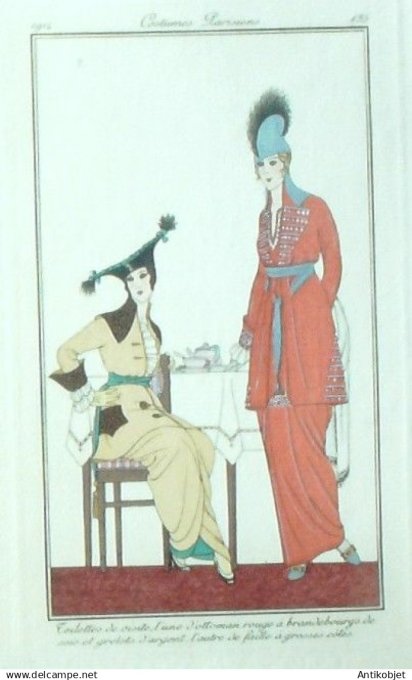 Gravure Costume Parisien 1914 #135 Vallée Armand (eau forte) Toilette de visite d'Ottoman