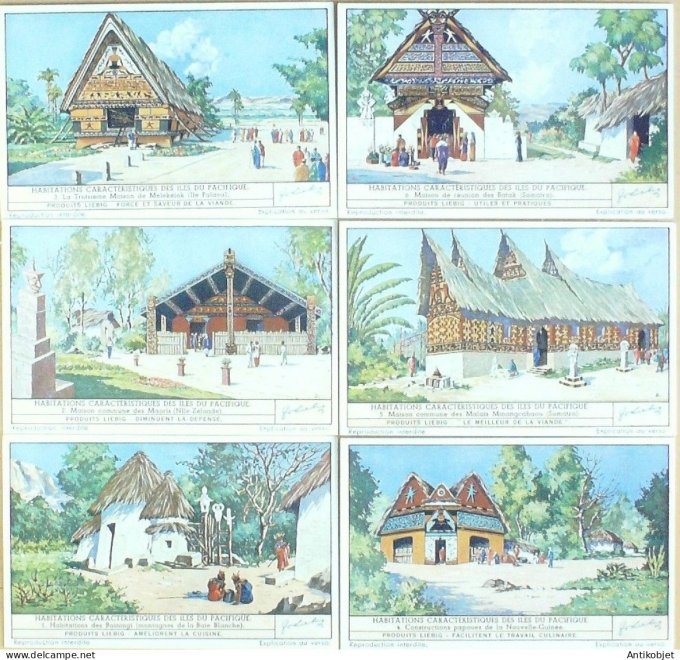 Chromo Liebig Sang 1390 Habitations des iles du Pacifique (1939)