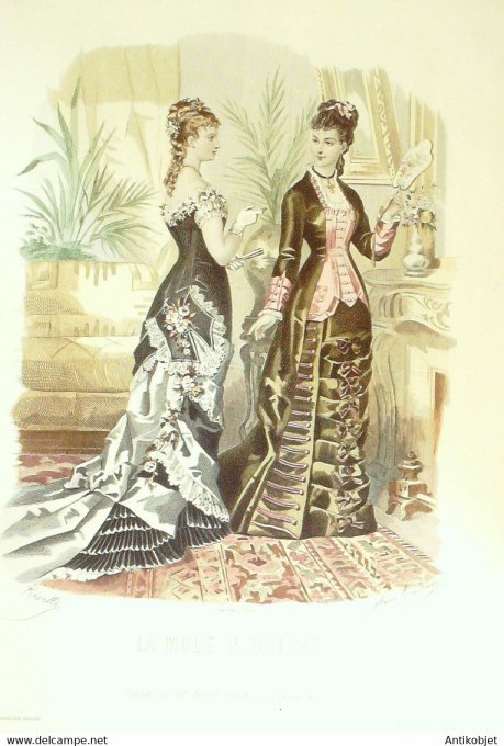 Gravure de mode La Mode illustrée 1878 n°08 (Maison Delaunay)