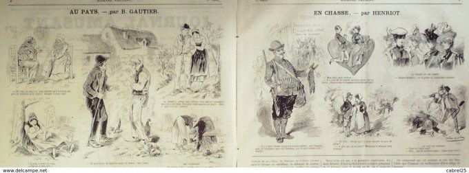 Le Journal amusant 1886 n° 1566 VILLEGIATURE ALPESTRE STOP CHASSE HENRIOT LA MER GREVIN
