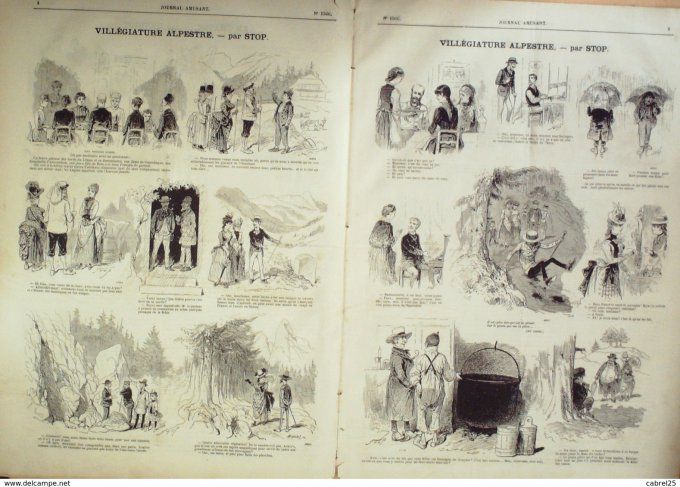 Le Journal amusant 1886 n° 1566 VILLEGIATURE ALPESTRE STOP CHASSE HENRIOT LA MER GREVIN