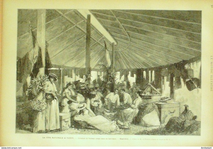Le Monde illustré 1884 n°1428 Tahiti Papeete Vaïraao faré-haou Raïatéa Renan