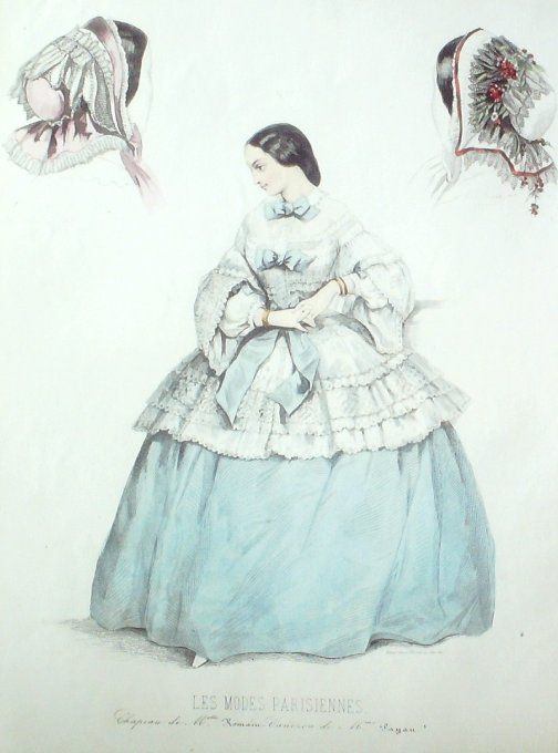 Gravure Les Modes Parisiennes 1857 # 759b Canezou Maison Payan