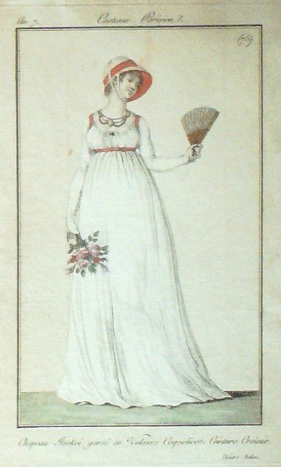 Costume Parisien 1798 an 7 # 75 (eau forte) Chapeau Jockei garni