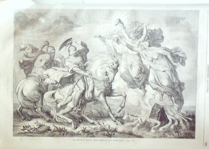 L'Univers illustré 1859 #  75 Bordeaux (33) oeuvres Macbeth et Banco rencontrant les sorcières,