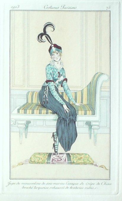 Anonyme Pochoir Mode Art Deco n°  75-1913  Journal des Dames