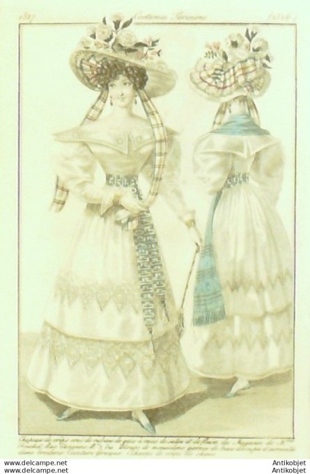 Costume Parisien 1827 # 2526 Blouse de mousseline garnie