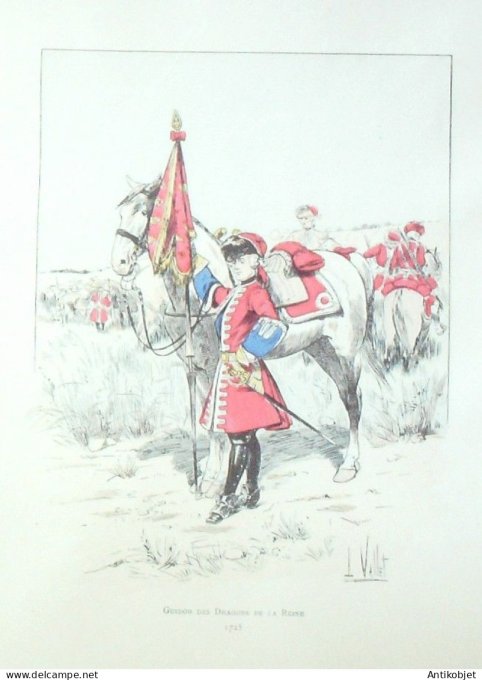 Guidon des Dragonds de la reine en 1725 signé Louis Vallet