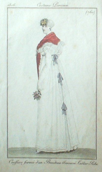 Gravure Mode Costume Parisien 1806 #  760 (eau forte old Fashion plate