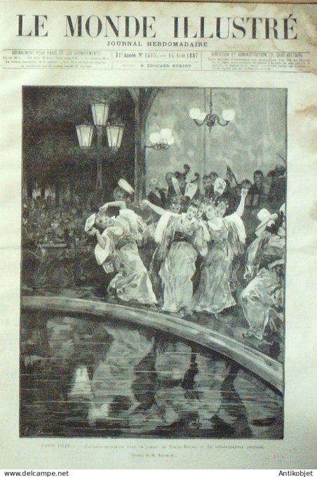 Le Monde illustré 1887 n°1585 Pierre Loti Salpètrière électrotérapie Montargis (77) Mirabeau