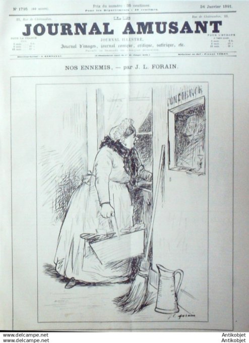Le Journal Amusant 1891 # 1795 Une tempete dans un estomac par Leonnec Paris qui grelotte par Mars