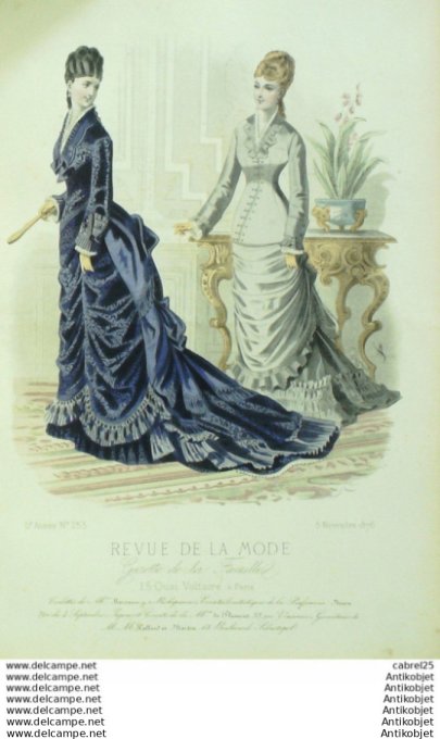 Gravure Mode La Gazette 1876 # 253 (Old Fashion plate)