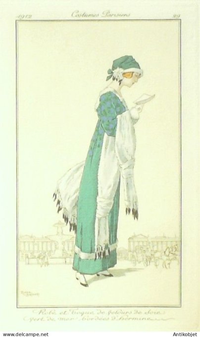 Gravure Mode Costume Parisien 1912 #   29 Broders Roger (eau forte)