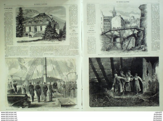 Le Monde illustré 1867 n°536 Italie Rome Boulogne (62) Luchon (31) Marseille (13) Gént Chinois Nain 