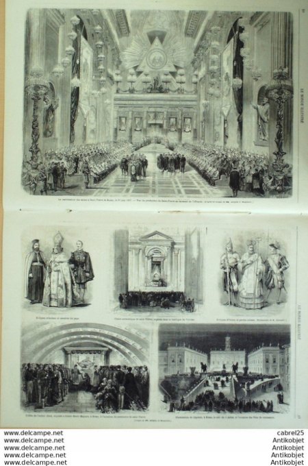 Le Monde illustré 1867 n°536 Italie Rome Boulogne (62) Luchon (31) Marseille (13) Gént Chinois Nain 