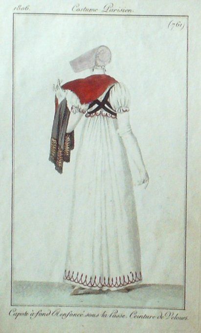 Gravure Mode Costume Parisien 1806 #  761 (eau forte old Fashion plate