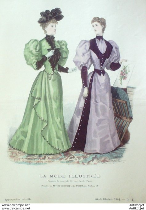 Gravure Mode illustree 1894 # 41 (Old Fashion plate) rare