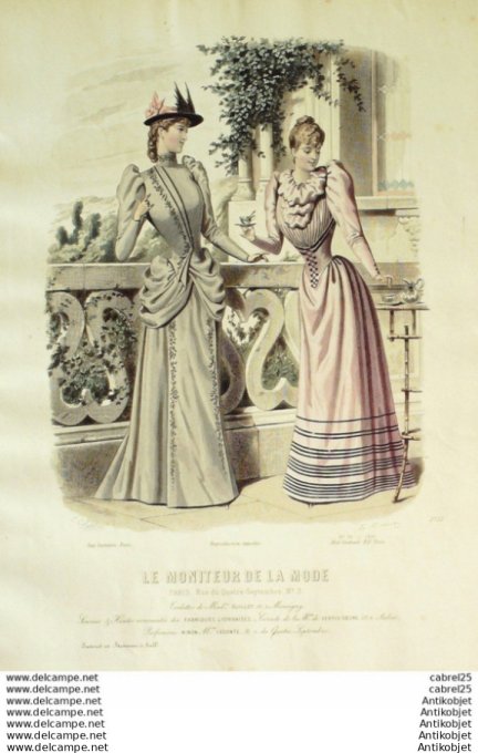 Gravure Mode Le Moniteur 1891 # 34 (Old Fashion plate)