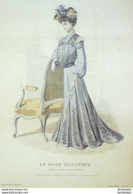 Gravure Mode illustree 1902 # 13 (Old Fashion plate) rare
