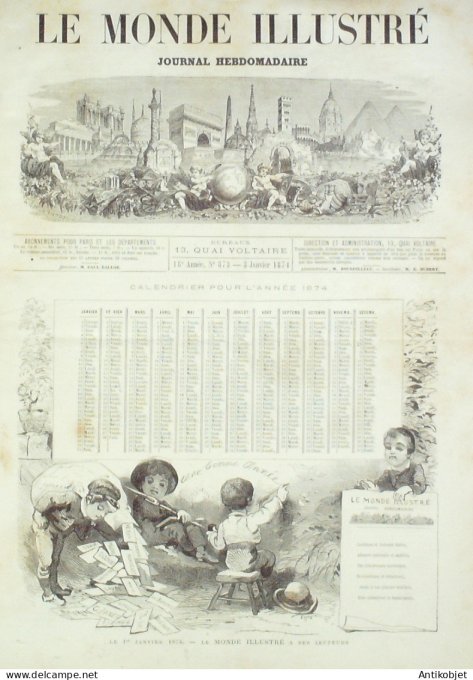 Le Monde illustré 1874 n°873 Espagne Barcelone Tolosa Guadeloupe Moule