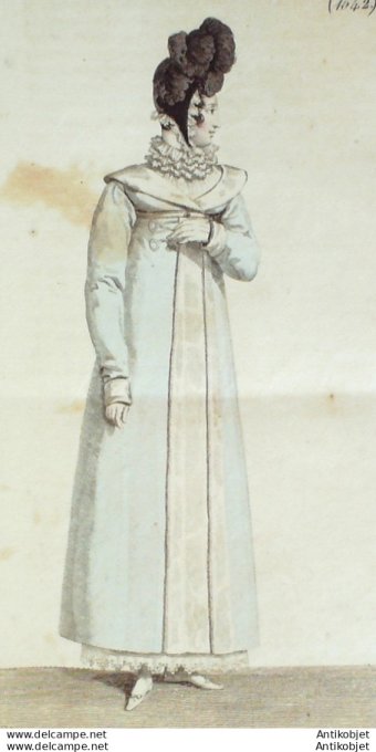 Costume Parisien 1816 # 1542 Redingote de mérinos et velours