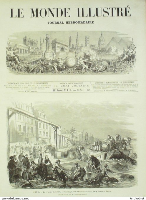 Le Monde illustré 1872 n°816 Nantes (44) Tanzanie Zanzibar esclavage Norvège Lifjeld