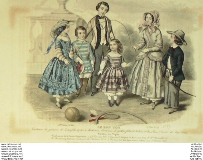 Gravure Mode Le Bon Ton 1847 14 # 29 (aquarelle old fashion plate)