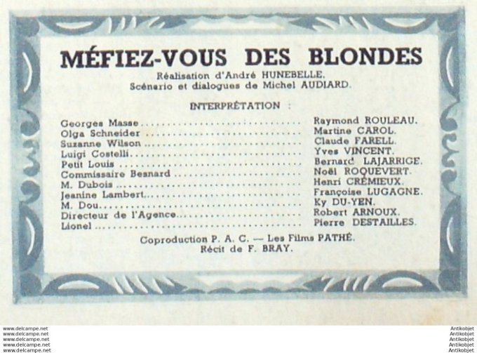 Mon Film 239 51-03-21 Mefiez vous des blondes Martine Carol Destaille Pierre
