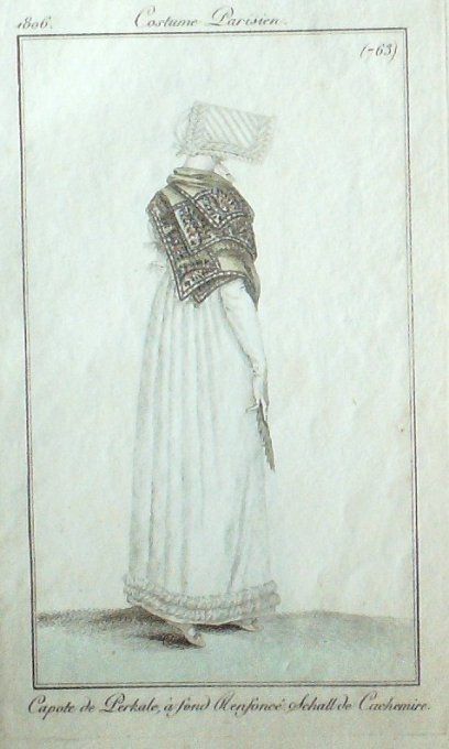 Gravure Mode Costume Parisien 1806 #  763 (eau forte old Fashion plate