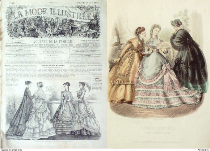 La Mode illustrée journal + gravure associée 1868 # 35