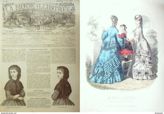 La Mode illustrée journal + gravure associée 1870 # 19