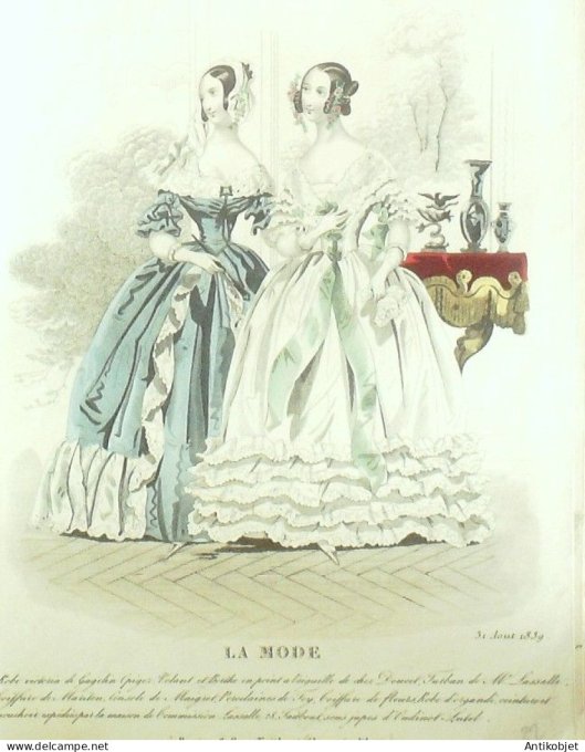 Gravure La mode 1839 # 32 (aquarelle old Fashion plate)