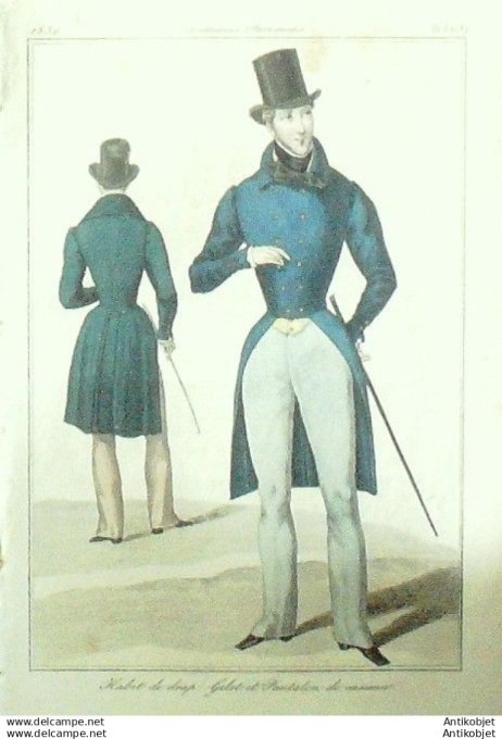 Gravure Mode Costume Parisien 1830 # 2823 (eau forte old Fashion plate