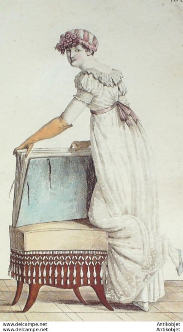 Gravure de mode Costume Parisien 1805 n° 604 (An 13) Costume à demi négligé