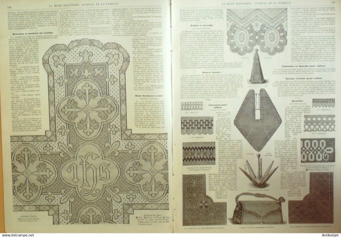 La Mode illustrée journal + gravure associée 1870 # 19