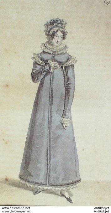 Costume Parisien 1818 # 1721 Redingote de Lévantine garnie