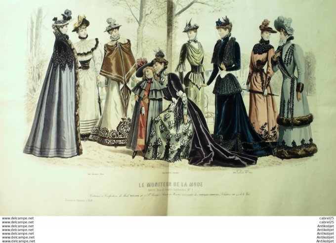 Gravure Mode Le Moniteur 1891 # 40 (Old Fashion plate)