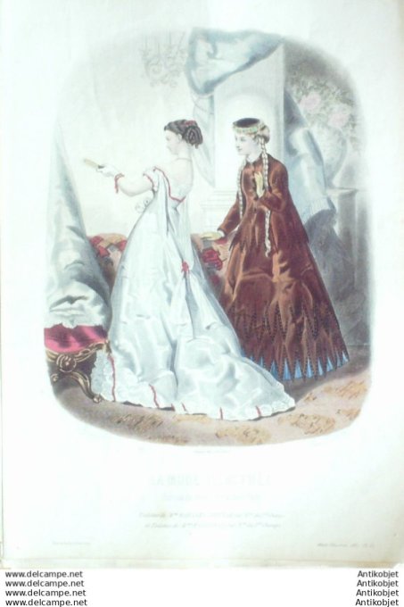 Gravure Mode illustree 1867 # 15 (Old Fashion plate)