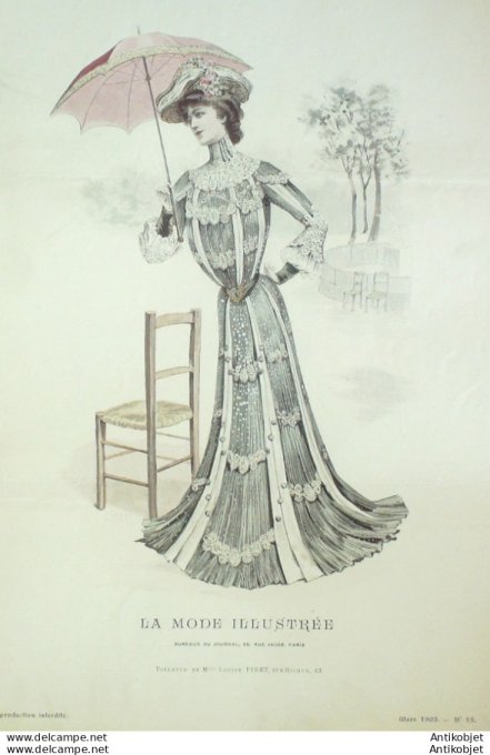 Gravure Mode illustree 1902 # 12 (Old Fashion plate) rare