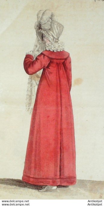 Gravure de mode Costume Parisien 1816 n°1543 Redingote de velours