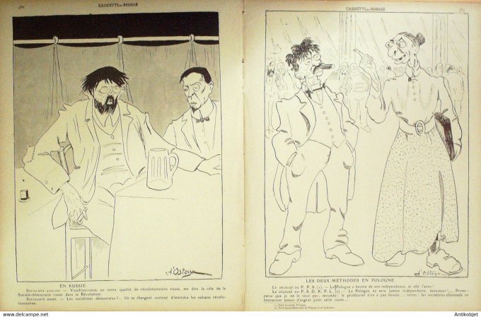 L'Assiette au beurre 1910 # 491 Socialiste aux Congrès de Copenhague Ostoya  Georges