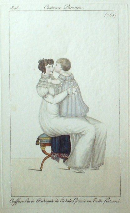 Gravure Mode Costume Parisien 1806 #  765 (eau forte old Fashion plate