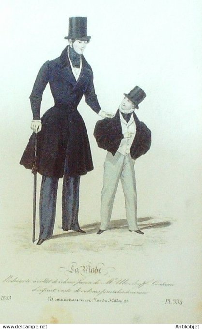 Gravure La mode 1833 # 334 (aquarelle old Fashion plate)