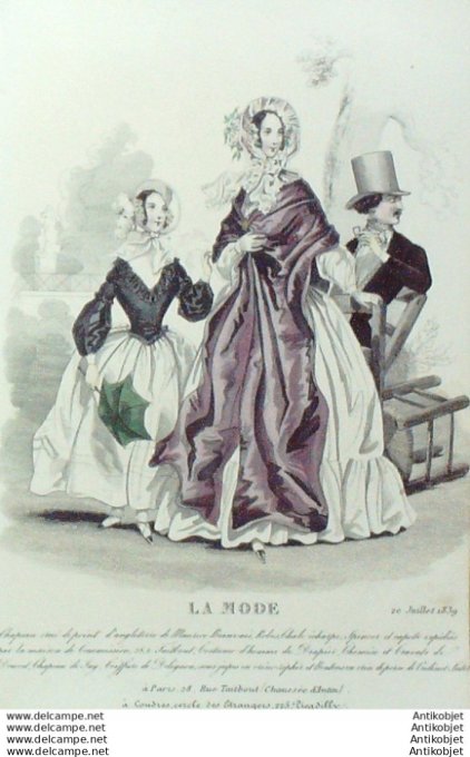 Gravure La mode 1839 # 26 (aquarelle old Fashion plate)