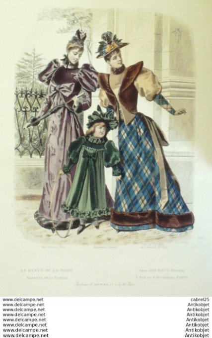 Gravure Mode La Gazette 1892 # 42 (Old Fashion plate)