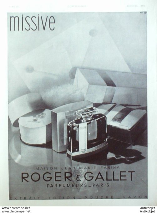 Publicite Cosmetique Roger & Gallet Missive 1934