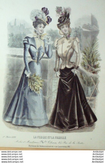 Gravure Mode La Femme & La Famille 1898 # 03 (Old Fashion plate)