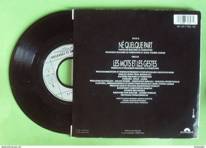 Le Forestier Maxime 45T SP Né quelque part 1987