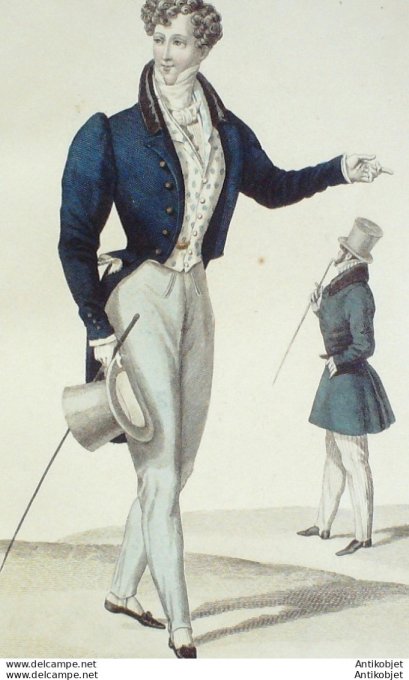 Costume Parisien 1827 # 2527 Redingote et habit de drap homme
